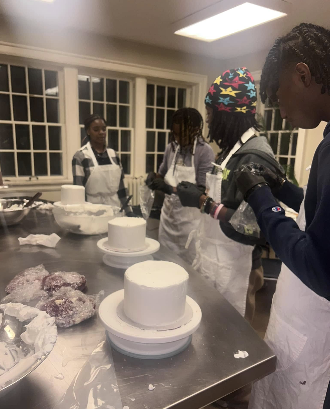 Whipped cream being folded into rich chocolate batter